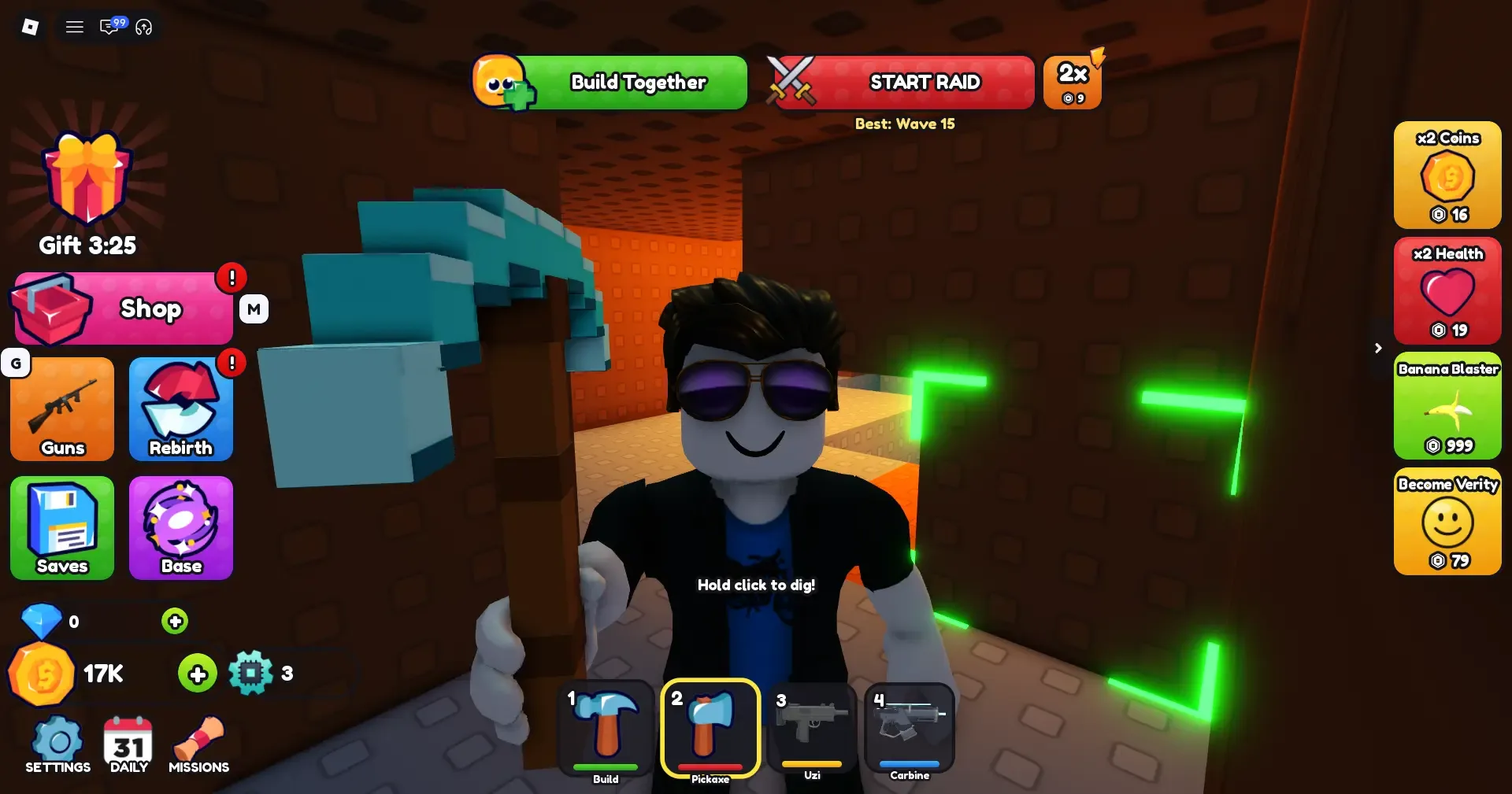 Bunker vs Verity: dig with the Diamond Pickaxe inside the bunker