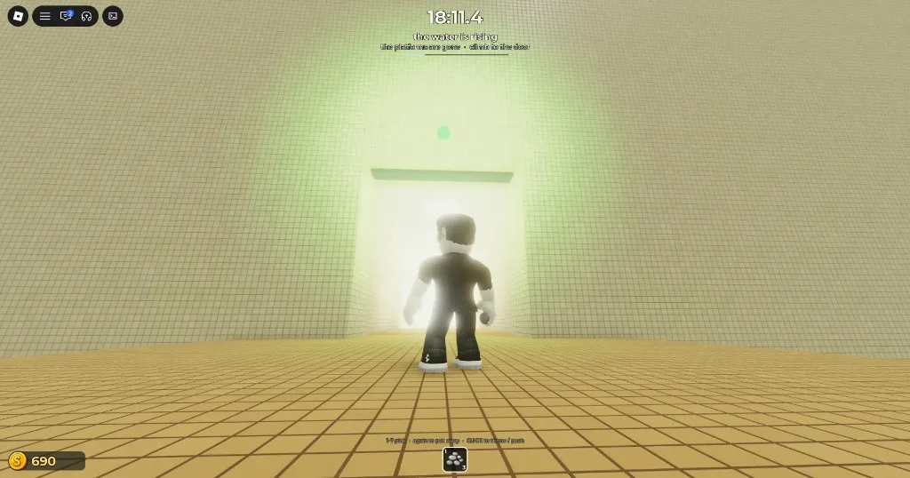 DONT SPLASH exit door as the water rises after platforms drop away