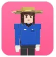 Noi hire portrait: straw hat and blue fertilizer shirt