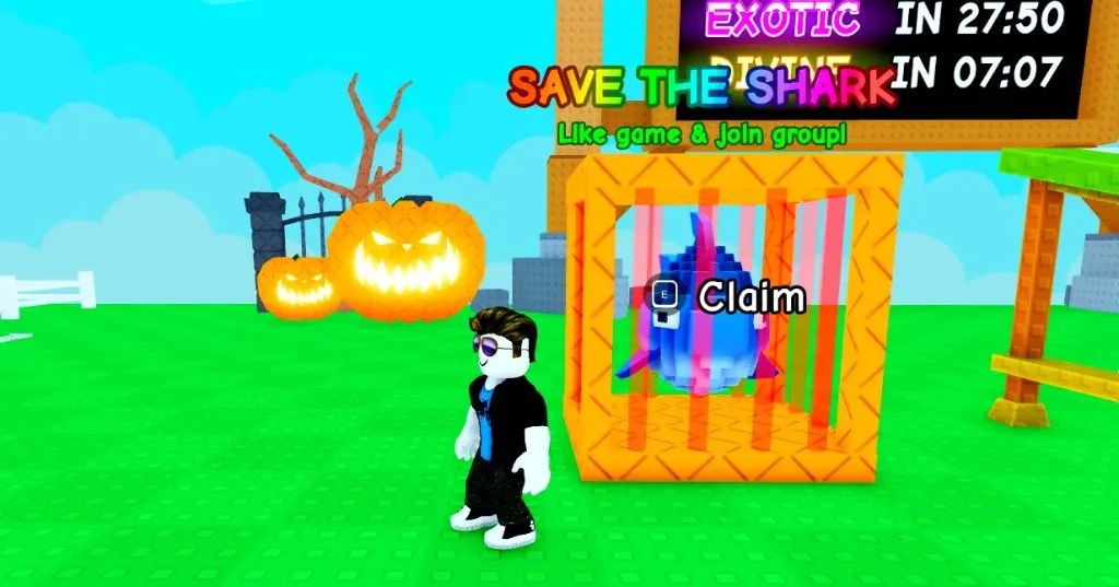 Fake an Egg Save the Shark cage: Like game and Join group, then Claim with E
