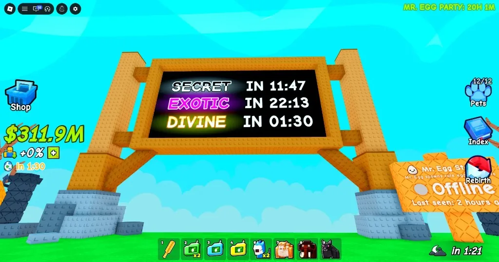 Fake an Egg field board counting down SECRET, EXOTIC, and DIVINE