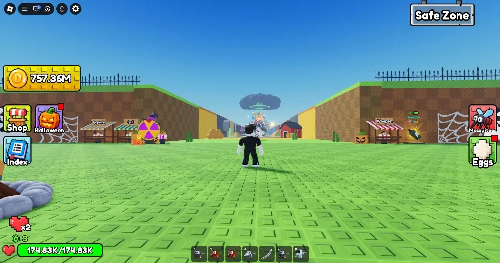 Feed A Mosquito Safe Zone with Shop, Index, Weapon stall, and Mosquito Spray for 1299 Robux