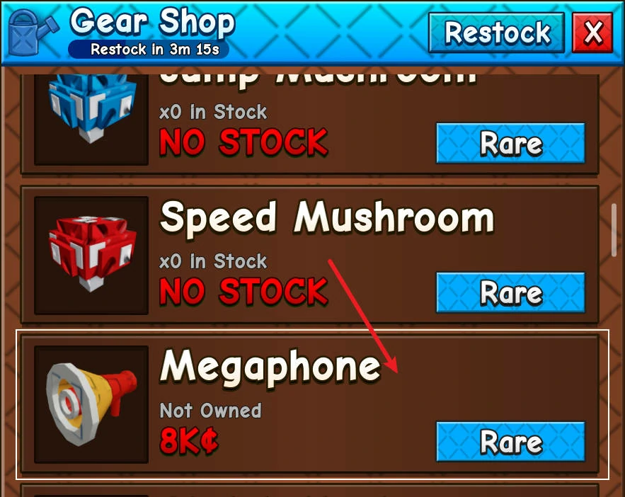Megaphone listed in the Gear Shop for 8K