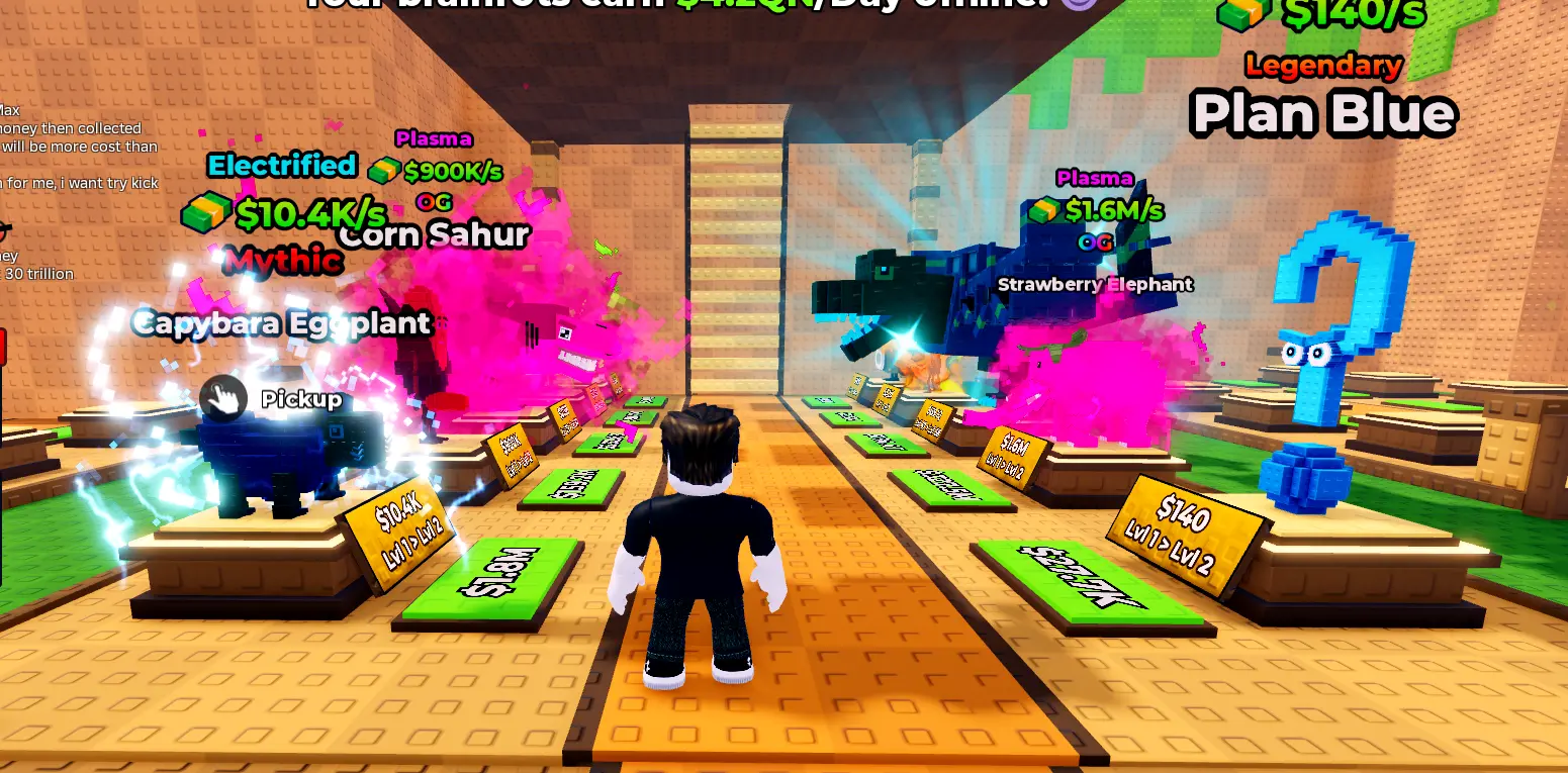 Kick a Lucky Block Brainrots wiki: base $/s tiers from Common through Cosmic and Omega