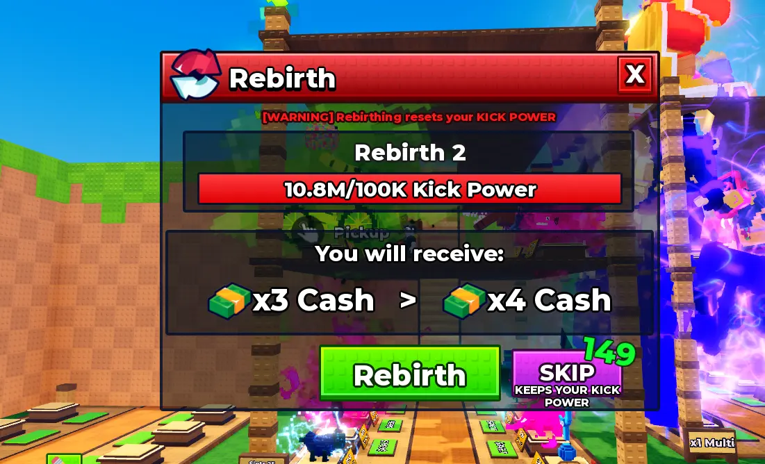 Kick a Lucky Block Rebirth guide: Kick Power gates and permanent cash multipliers