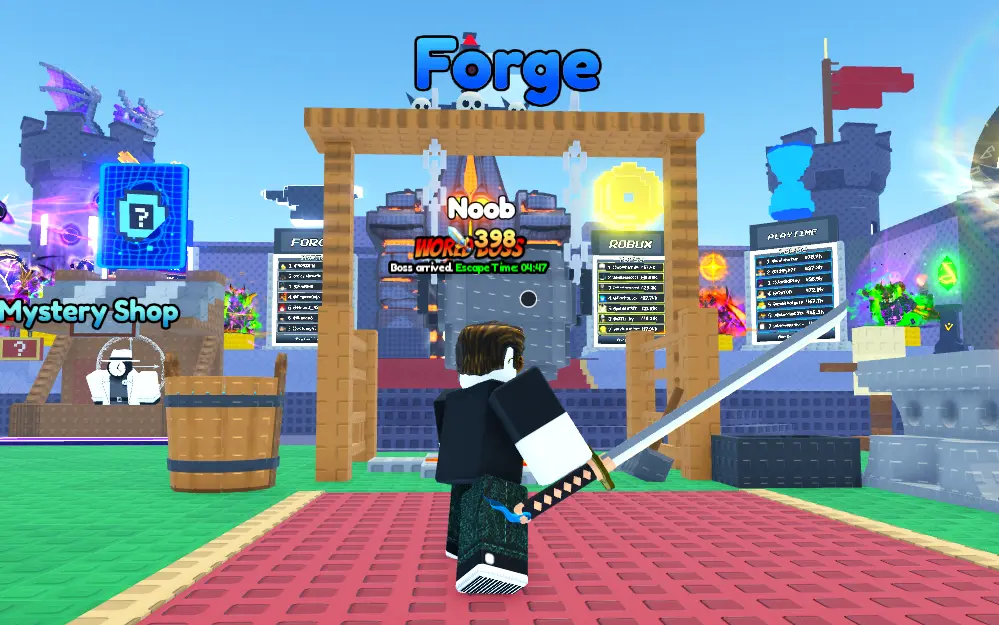 +1 Loot To Forge hub Forge cauldron with World Boss and Robux leaderboard