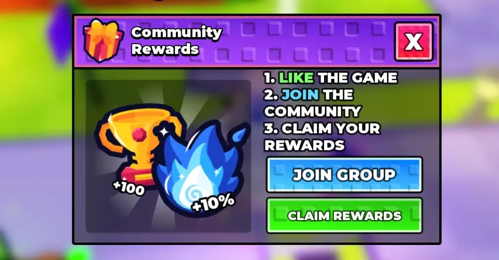 +1 Anime Eyes Community Rewards: Like the game, join the community, claim +100 trophies and +10%