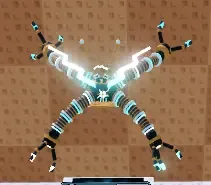 TEMPEST armature pedestal, cyan electric spider arms