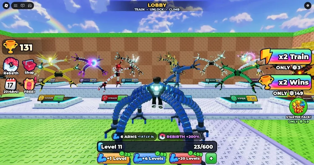 +1 Spider Arm lobby armature shop: HAULER owned, STRIKER, VIPER at 150 Wins