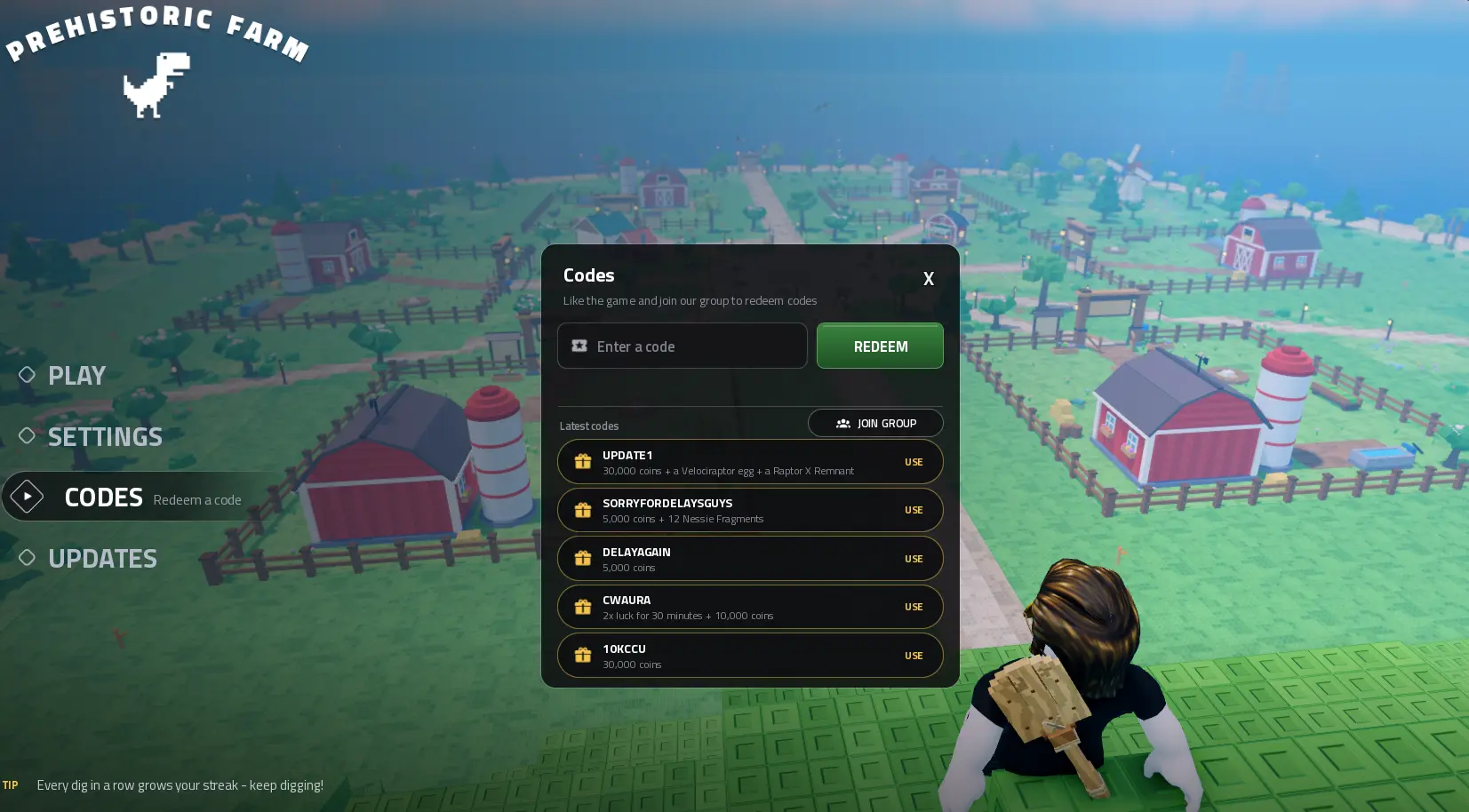 Prehistoric Farm codes panel: Project Mirvy promos ready to redeem