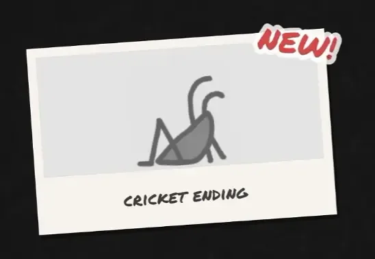 Cricket Ending Polaroid card from Say Cheese!