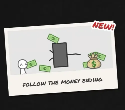Follow the Money Ending Polaroid card from Say Cheese!