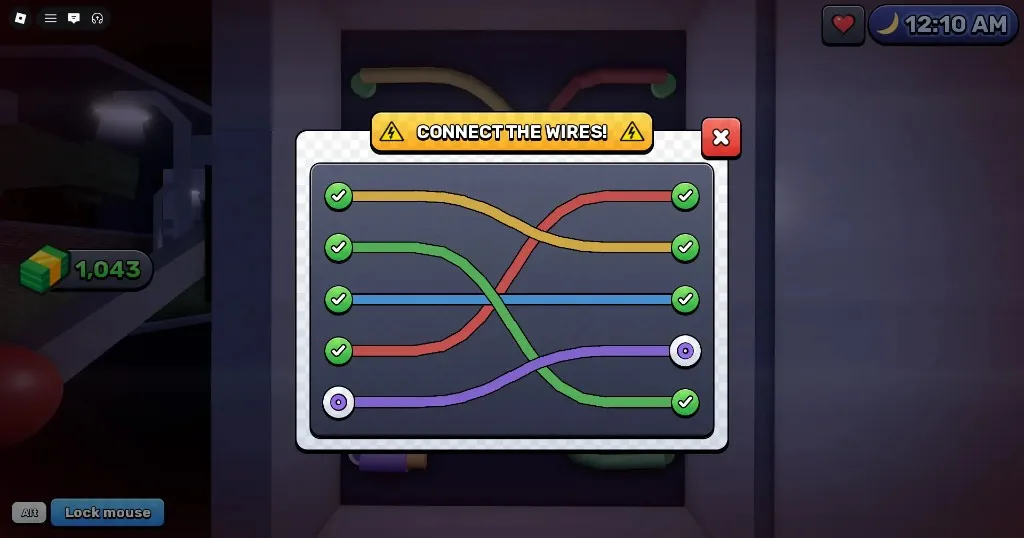 Connect the Wires fuse box puzzle during a night power outage