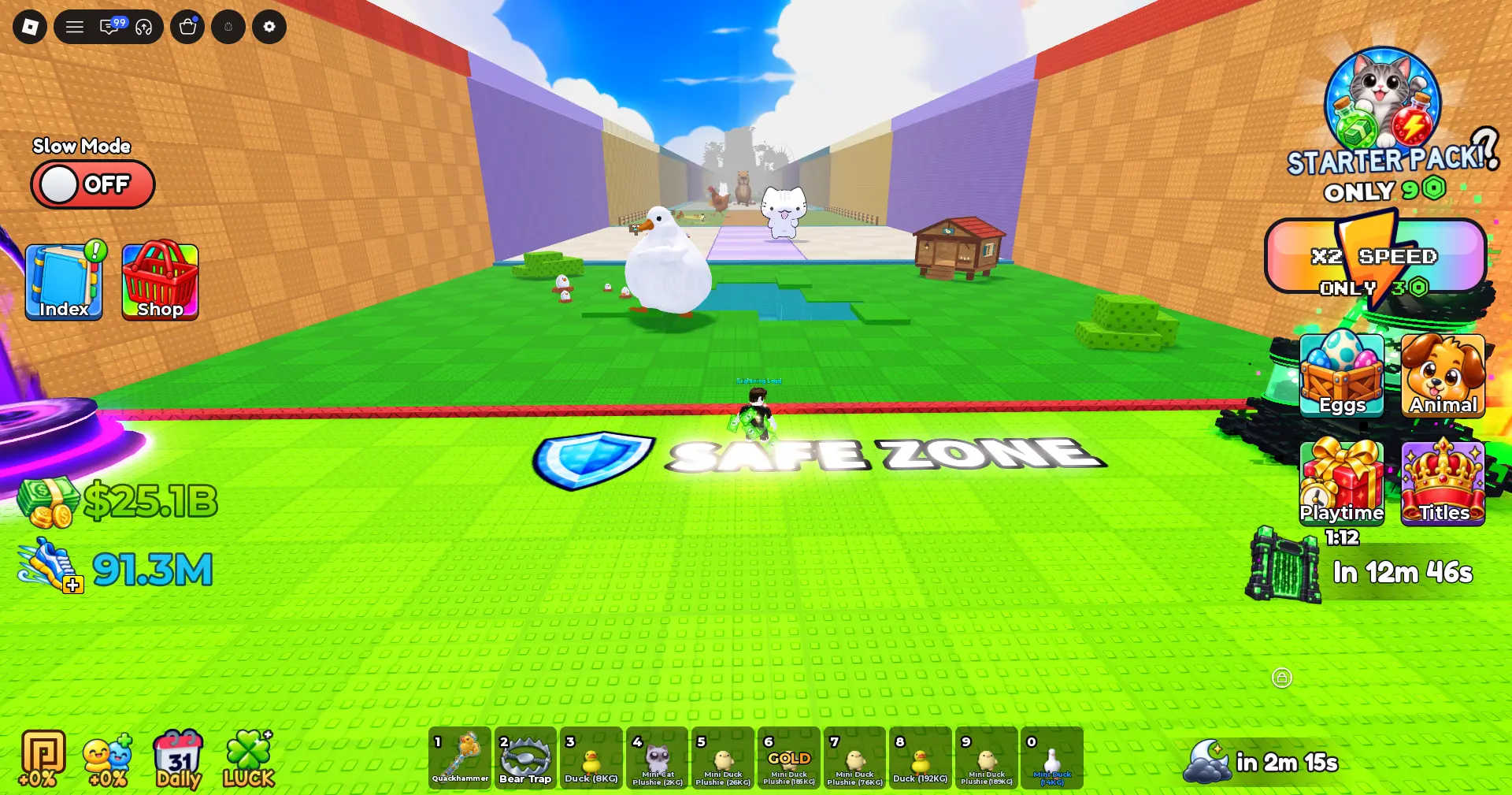 Steal Animal Egg beginner view near Duck Pond: first steal route before Table AFK
