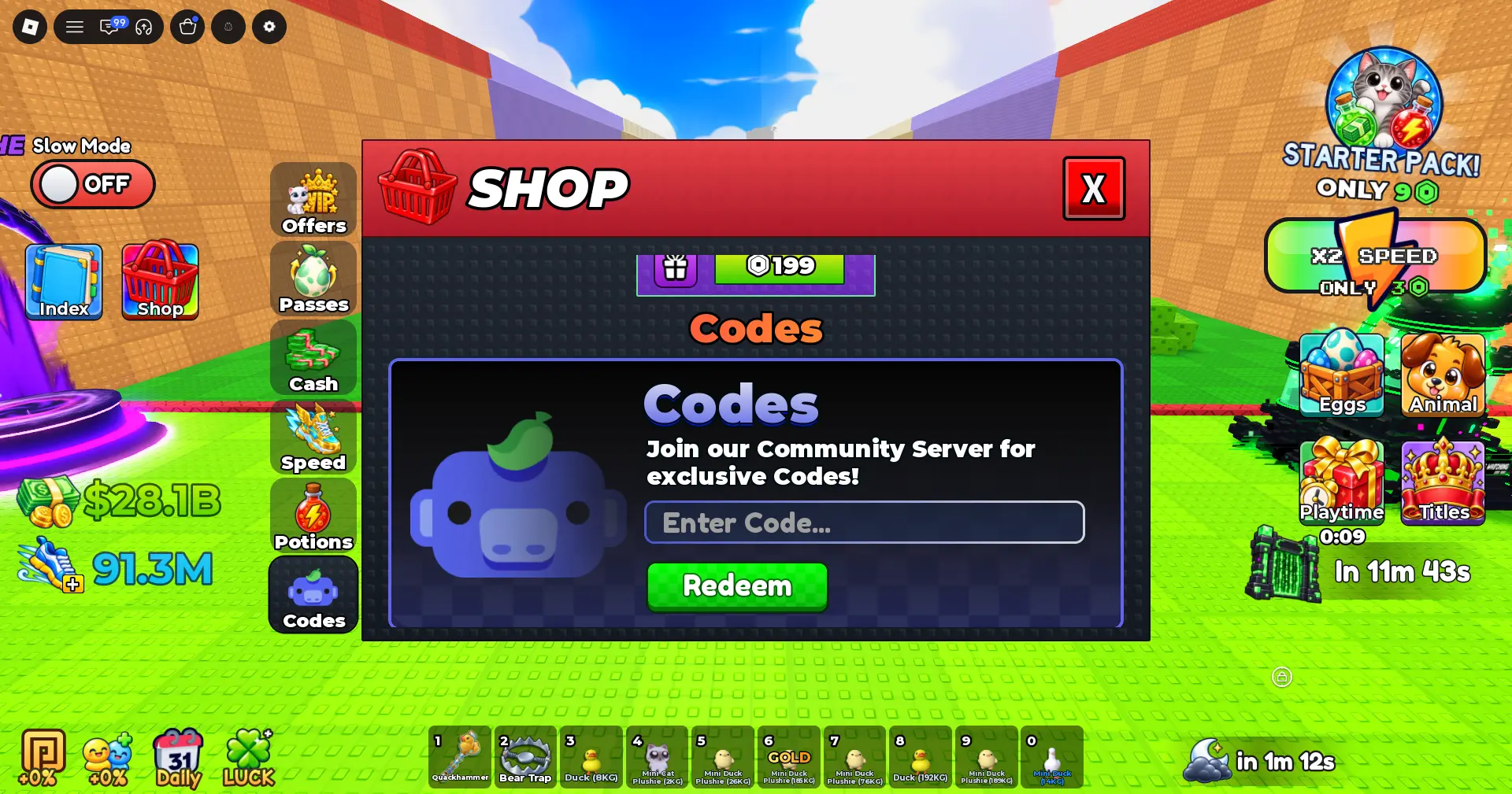 Steal Animal Egg Shop Codes panel for redeeming DEMONIC, RANDOMBAT, and VERITY
