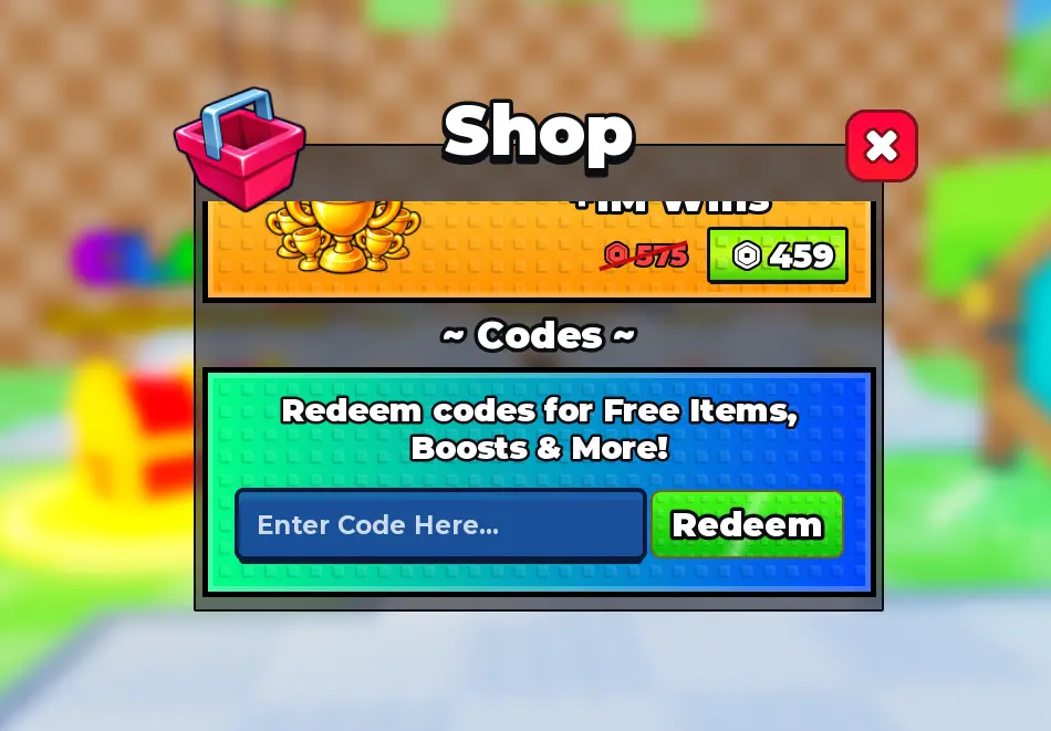 +1 Stone Skipping Shop codes: Enter Code Here field and green Redeem button