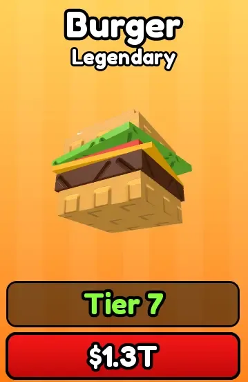 Burger food card, Legendary, $1.3T