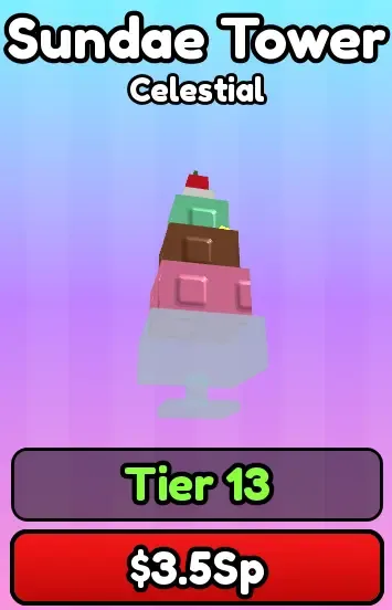 Sundae Tower food card, Celestial, $3.5Sp