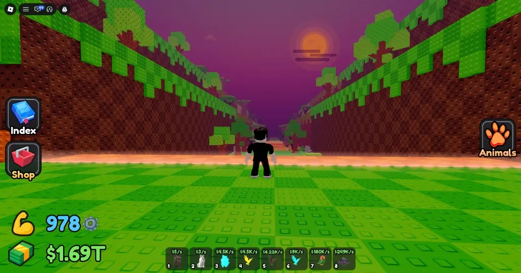 Throw Food For Animals throw path with Index, Shop, and animal cash bar